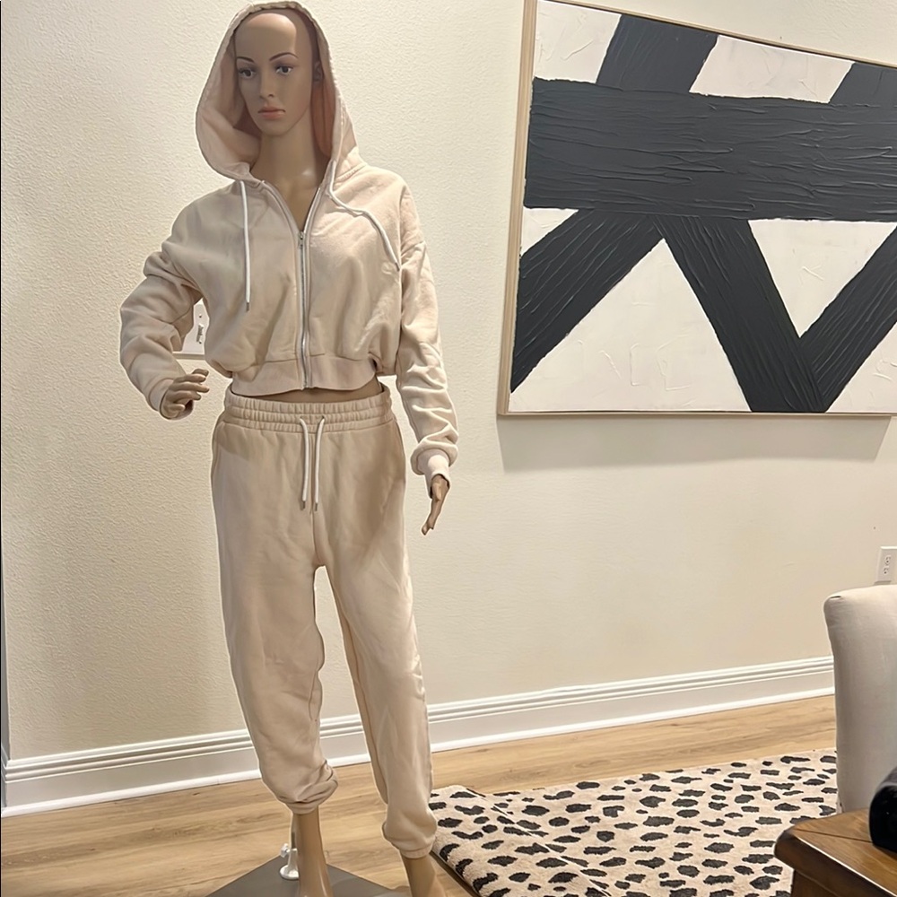Women's Cream Hoodie and Jogger Set